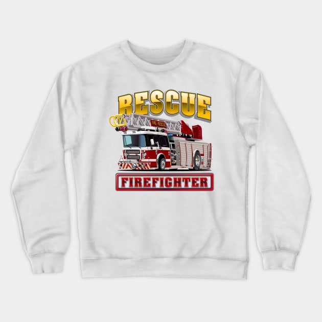 Cartoon Fire Truck Crewneck Sweatshirt by Mechanik